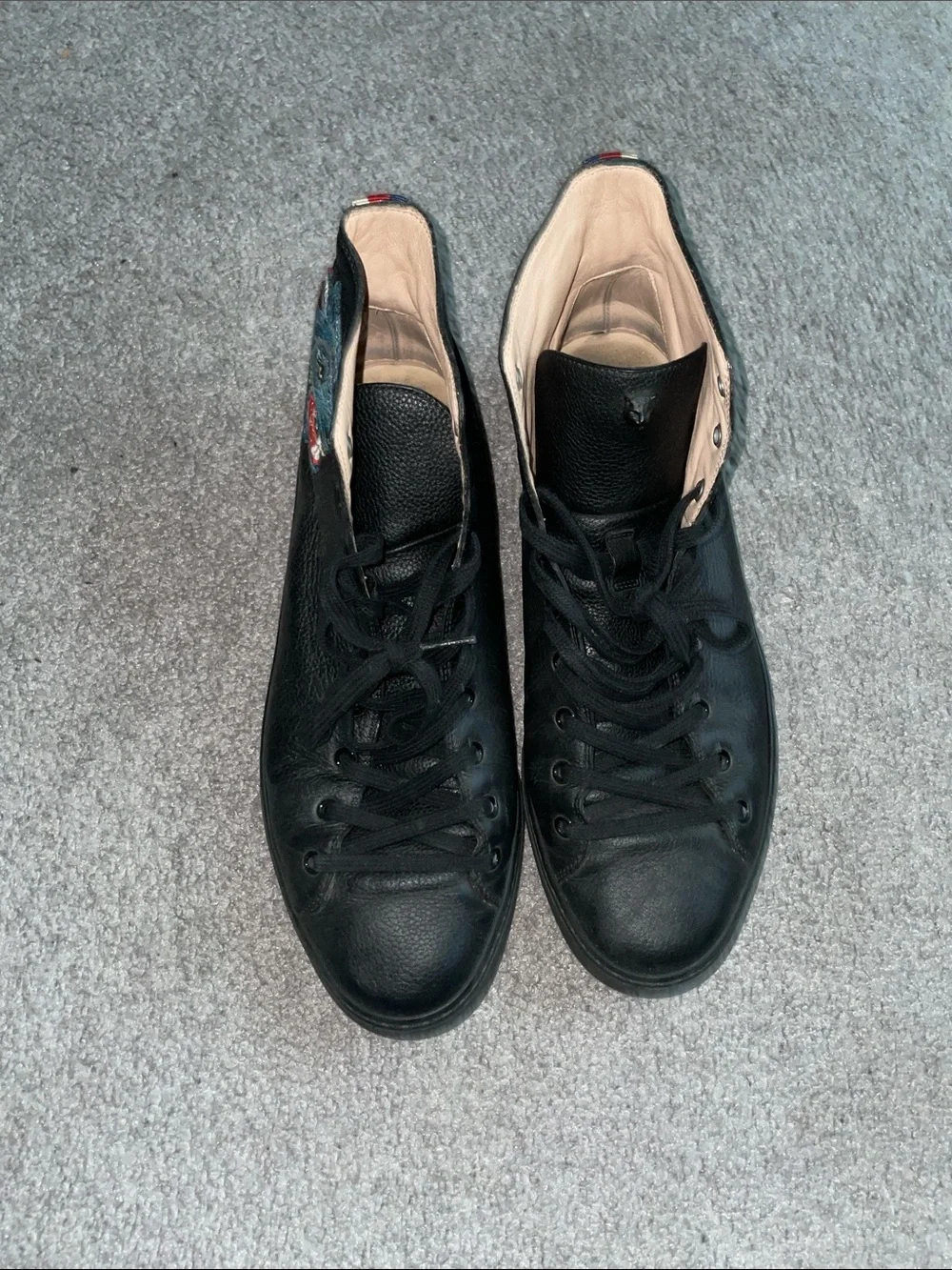 Men's Black Leather High-Top Sneakers